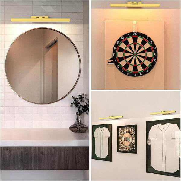 16" Battery Operated Picture Light With Remote Gold Wall Fixtures