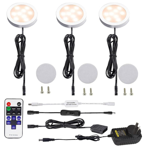 Dimmable Led Under Cabinet Puck Lights Kit With Remote Control Warm White Wall Fixtures