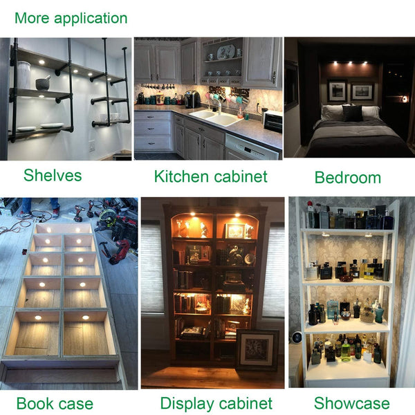 Dimmable Led Under Cabinet Puck Lights Kit With Remote Control Warm White Wall Fixtures