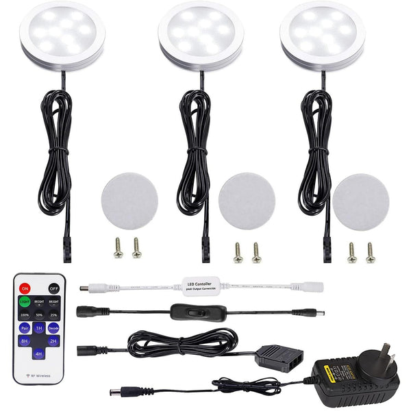 3 Pack 240V Led Puck Lights 6W Under Cabinet Daylight White Wall Fixtures