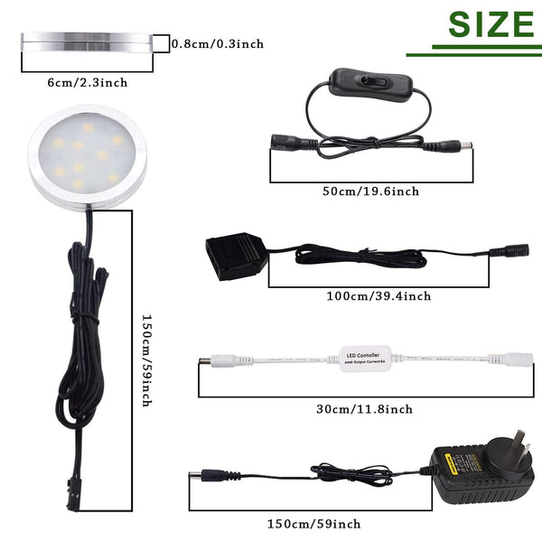 3 Pack 240V Led Puck Lights 6W Under Cabinet Daylight White Wall Fixtures