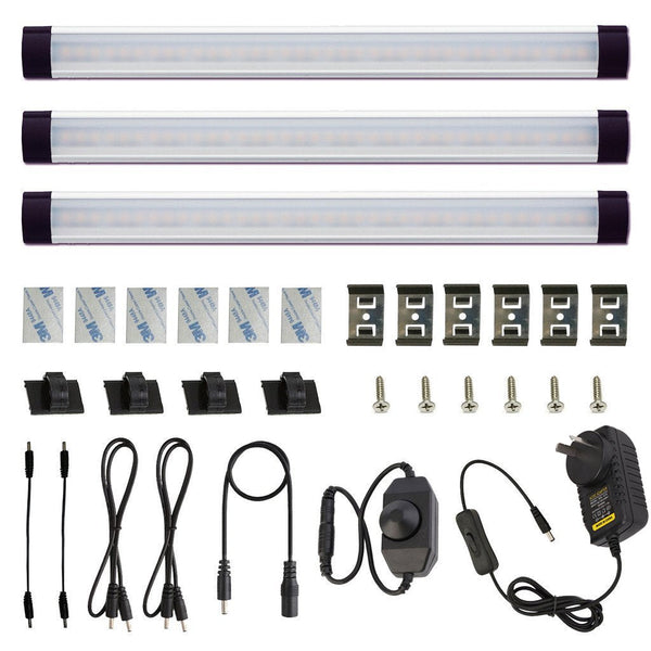 Dimmable Led Under Cabinet Lighting Bar Linkable Kits With Rocker Switch Counter Kitchenshowcaseshelf Lighting(3 Panel Cold White) Other Lighting & Fa