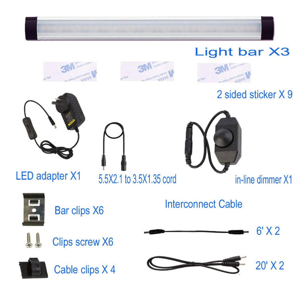 Dimmable Led Under Cabinet Lighting Bar Linkable Kits With Rocker Switch Counter Kitchenshowcaseshelf Lighting(3 Panel Cold White) Other Lighting & Fa