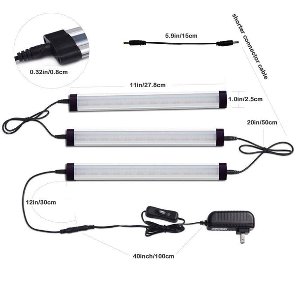 Dimmable Led Under Cabinet Lighting Bar Linkable Kits With Rocker Switch Counter Kitchenshowcaseshelf Lighting(3 Panel Cold White) Other Lighting & Fa