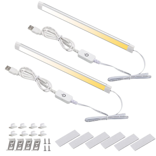 Dimmable Led Under Cabinet Light Bar Usb Powered 3 Color Temp Touch Sensor (2 Pack) Lighting Accessories