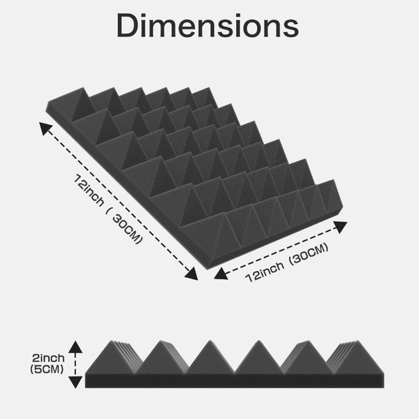 Jber Acoustic Panels Foam Pyramid 24Pcs 30X30x5cm For Soundproof Padding Wall Acoustic Treatments