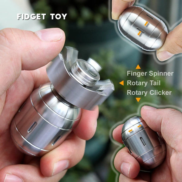 3 In 1 Metal Edc Spinner & Clicker Toy Stress Relief Gold Fidget Blocks