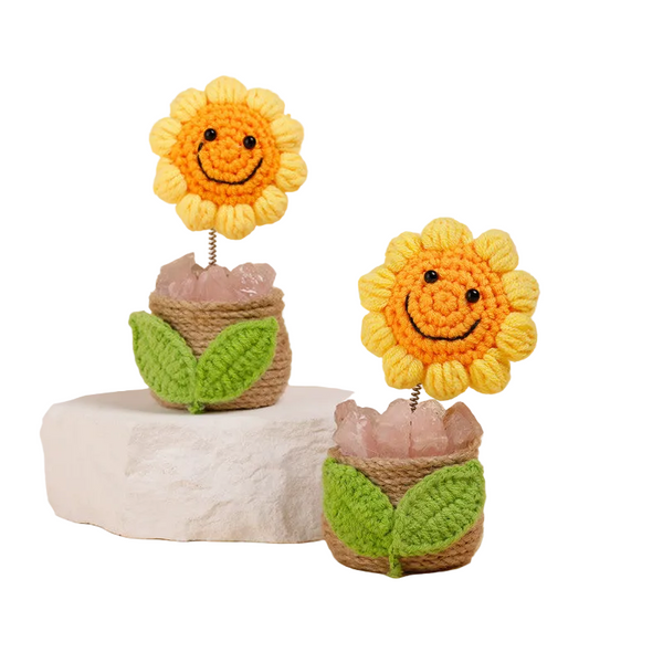 Natural Crystal Handmade Sunflower Ornament Rose Quartz Ornaments & Statues