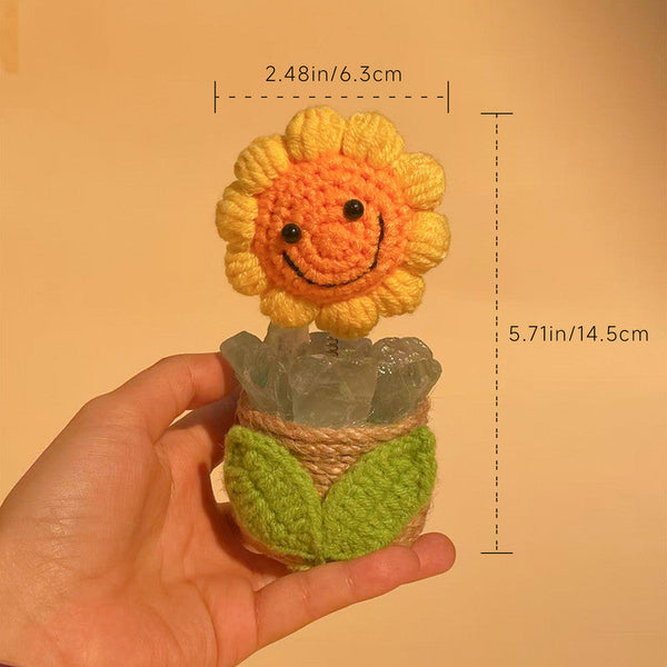 Natural Crystal Handmade Sunflower Ornament Rose Quartz Ornaments & Statues