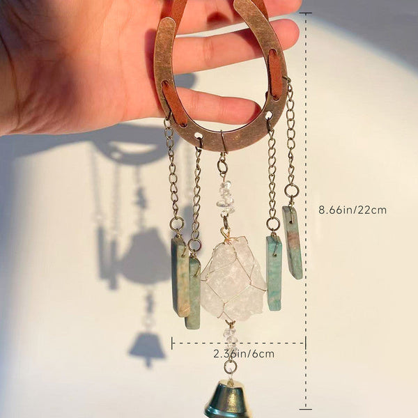 Crystal Lucky Horseshoe Charm Pendant Rose Quartz Tiger's Eye Charms & Pendants