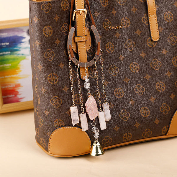 Crystal Lucky Horseshoe Charm Pendant Rose Quartz Charms & Pendants
