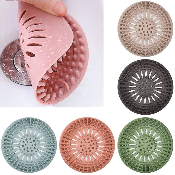 5 Pack Silicone Drain Hair Catcher & Stopper For Bathtub Sink Drain Stoppers & Strainers