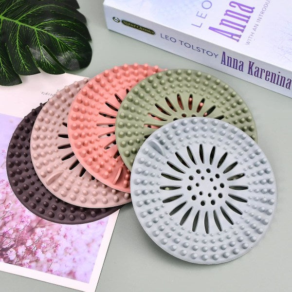 5 Pack Silicone Drain Hair Catcher & Stopper For Bathtub Sink Drain Stoppers & Strainers