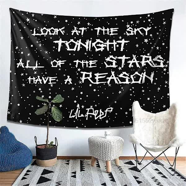 Lil Peep Wall Tapestry Look At The Sky Aesthetic Room Decoration Black Hippie Hanging 90X70cm Tapestries