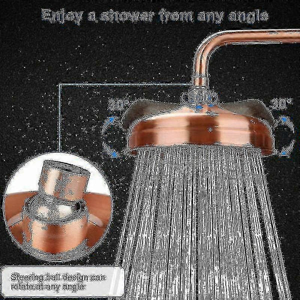 High Pressure Copper Rain Shower Head 20 Cm (8 Inch) Diameter Adjustable Angle Fixed Compatible With Arms Gold Shower Heads & Combos