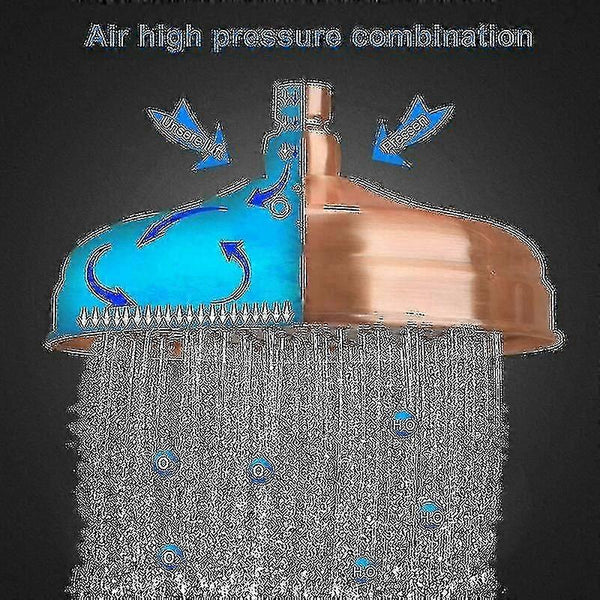 High Pressure Copper Rain Shower Head 20 Cm (8 Inch) Diameter Adjustable Angle Fixed Compatible With Arms Gold Shower Heads & Combos