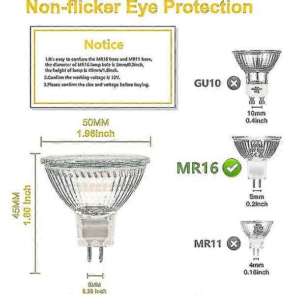 Mr12v 20W Gu5.3 Dimmable Halogen Bulb Warm White 2700K 12 Pack Light Bulbs