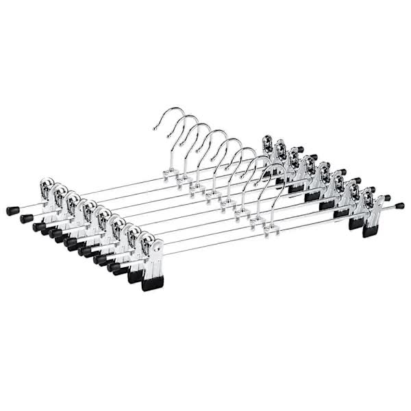 40Cm Chrome Iron With Non Slip Clips 10 Pack Metal Trouser For Pants Shorts Skirt Socks Underwear Silver Clothes Hangers