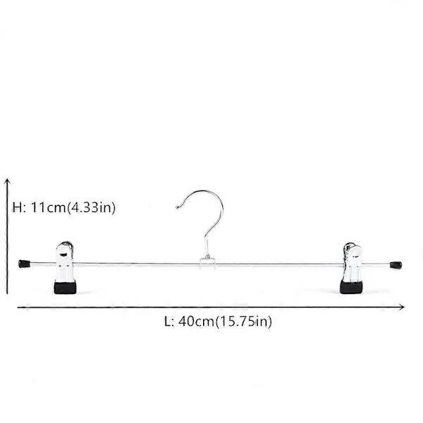 40Cm Chrome Iron With Non Slip Clips 10 Pack Metal Trouser For Pants Shorts Skirt Socks Underwear Silver Clothes Hangers