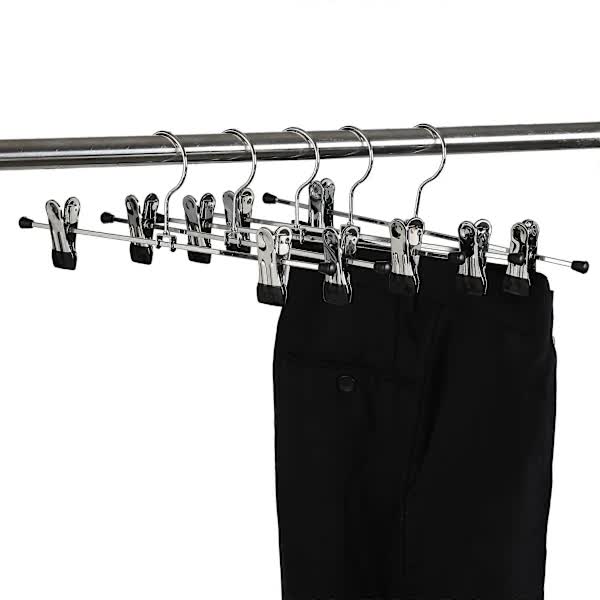 40Cm Chrome Iron With Non Slip Clips 10 Pack Metal Trouser For Pants Shorts Skirt Socks Underwear Silver Clothes Hangers