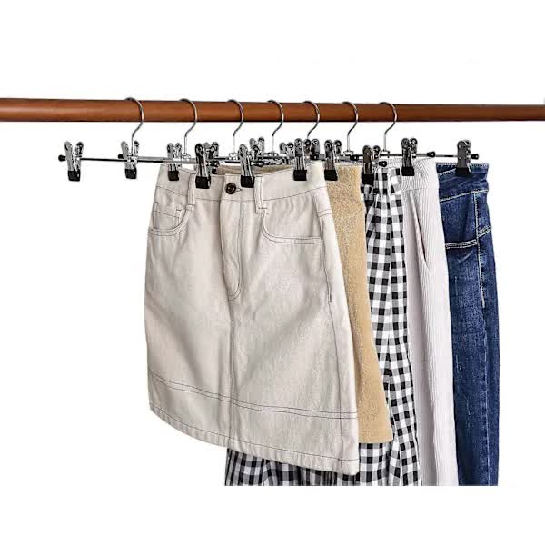 40Cm Chrome Iron With Non Slip Clips 10 Pack Metal Trouser For Pants Shorts Skirt Socks Underwear Silver Clothes Hangers