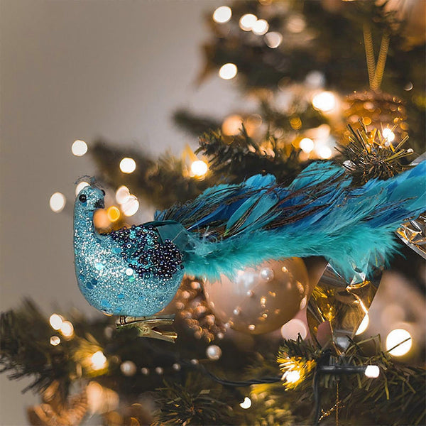 Pea Feather Christmas Tree Ornaments 3D Simulation Decorations Natural Hanging Crafts For Seasonal Decorations