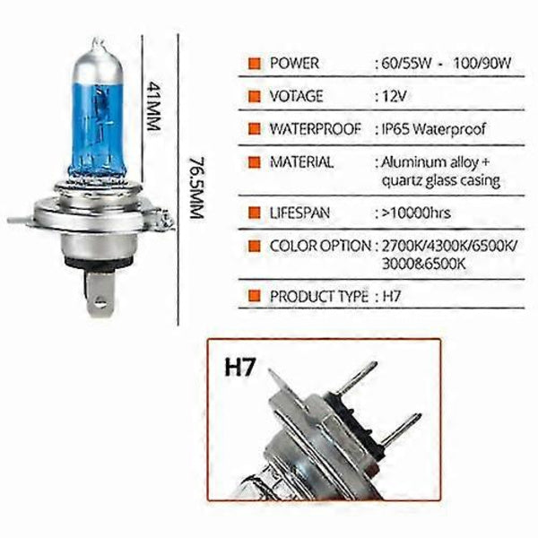 10X H7 Halogen Bulbs 100W 8500K Xenon White 12V Car Lamps Light Bulbs