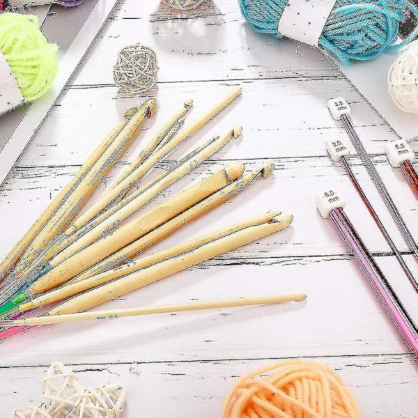 23 Piece Tunisian Crochet Hook Set: Bamboo & Aluminum Hooks Other Crocheting And Knitting