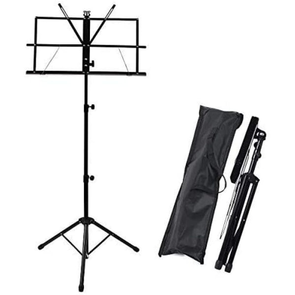 Music Stand Foldable Metal With Carrying Bag Lightweight For Travel Storage Black Music Stands