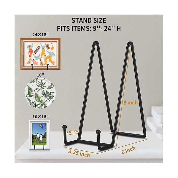 8 Inch Black Metal Plate Stand Holder For Pictures & Books Easels