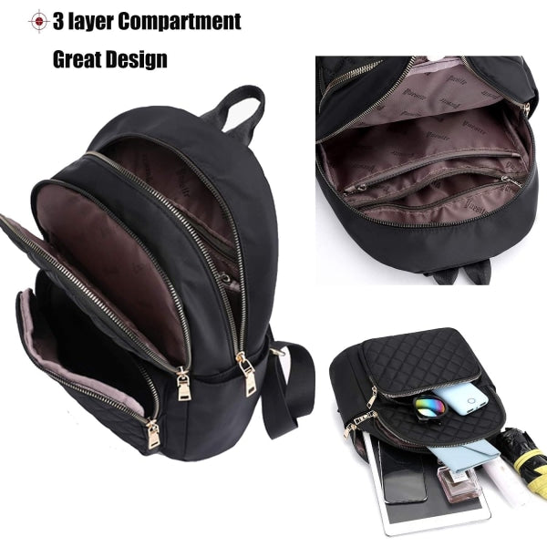Women's Casual Backpack Anti Theft Nylon Small Black Women Backpacks