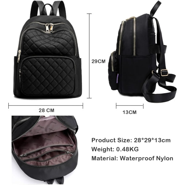 Women's Casual Backpack Anti Theft Nylon Small Black Women Backpacks