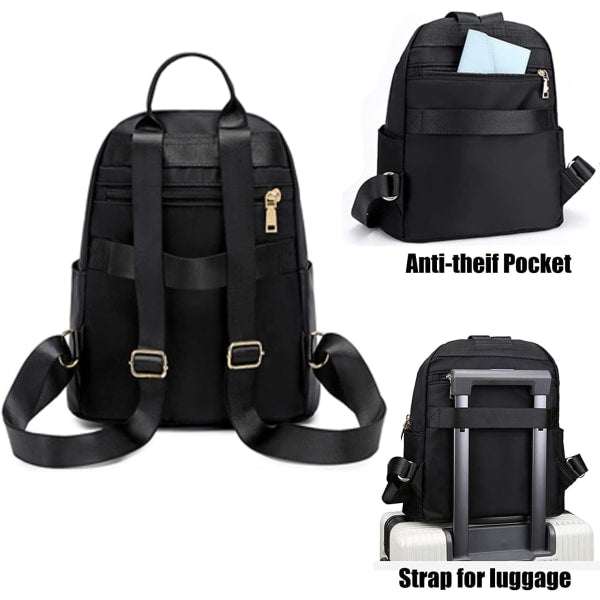 Women's Casual Backpack Anti Theft Nylon Small Black Women Backpacks