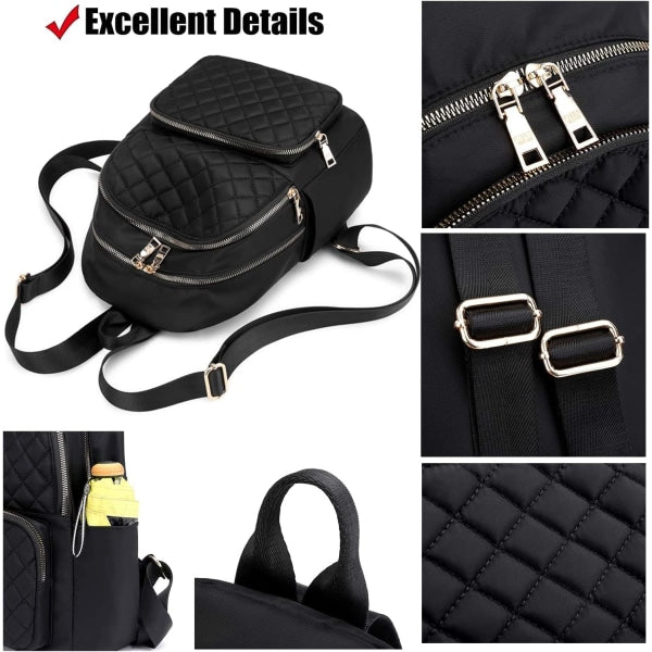 Women's Casual Backpack Anti Theft Nylon Small Black Women Backpacks