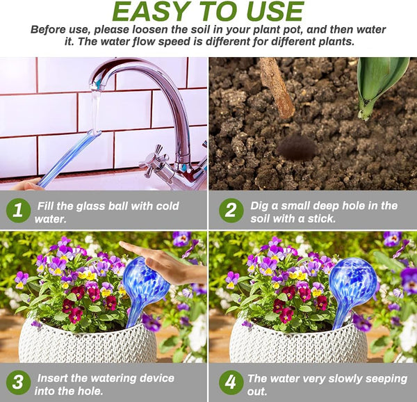 4 Pcs Self Watering Glass Plant Balls Self Watering Aids
