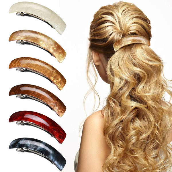 6 Large French Hairpins Classic Pattern Clips For Women Hair Accessories