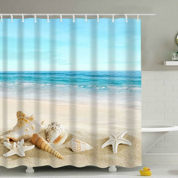 Waterproof Anti Mildew Shower Curtain 200X240 Cm Beach Elegant Pattern Shower Curtains