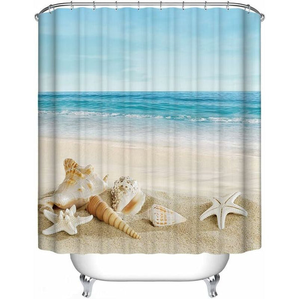 Waterproof Anti Mildew Shower Curtain 200X240 Cm Beach Elegant Pattern Shower Curtains