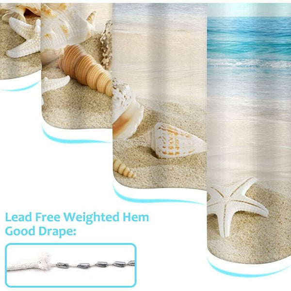Waterproof Anti Mildew Shower Curtain 200X240 Cm Beach Elegant Pattern Shower Curtains