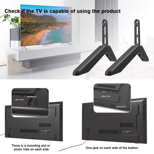Universal Tv Stand With Screws Easy Installation Tabletop For Tvs Compatible Samsung Lg Tcl Vizio Hisense Tv Stands & Mounts