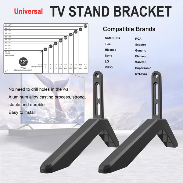 Universal Tv Stand With Screws Easy Installation Tabletop For Tvs Compatible Samsung Lg Tcl Vizio Hisense Tv Stands & Mounts