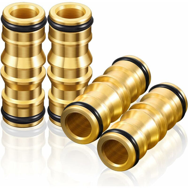 Brass Garden Hose Connectors Double Male 4 Set Compatible With Faucet Hoses