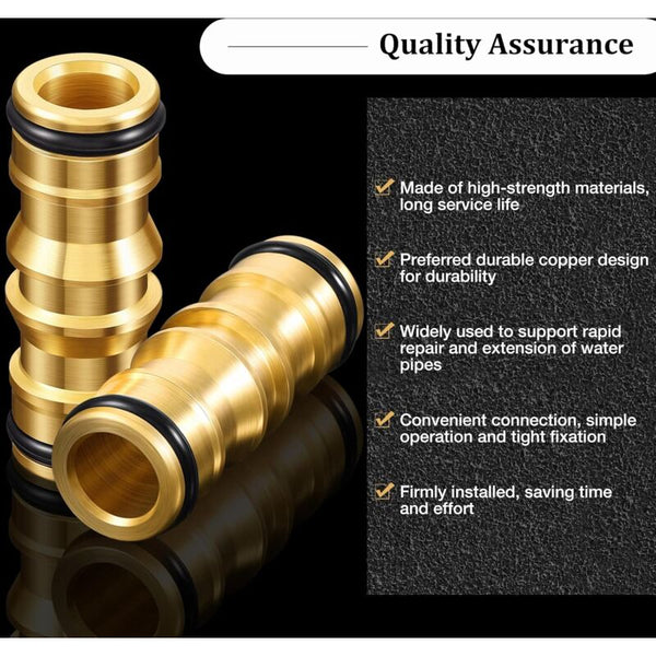 Brass Garden Hose Connectors Double Male 4 Set Compatible With Faucet Hoses