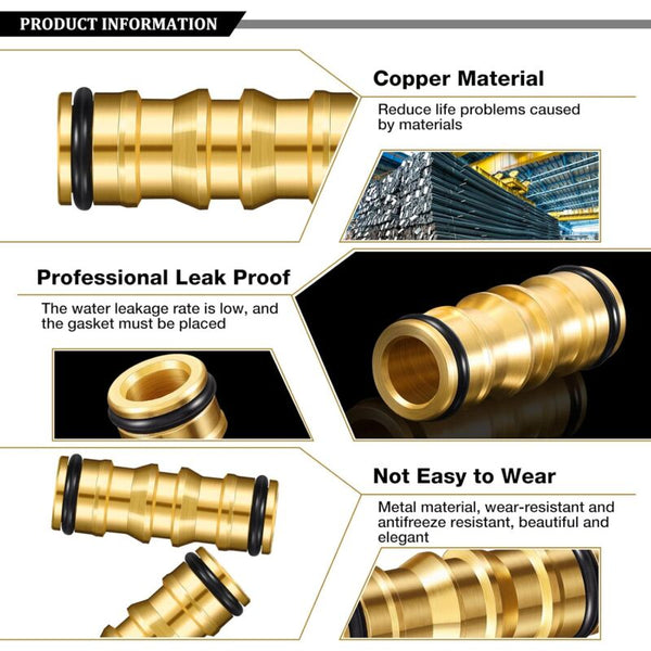 Brass Garden Hose Connectors Double Male 4 Set Compatible With Faucet Hoses