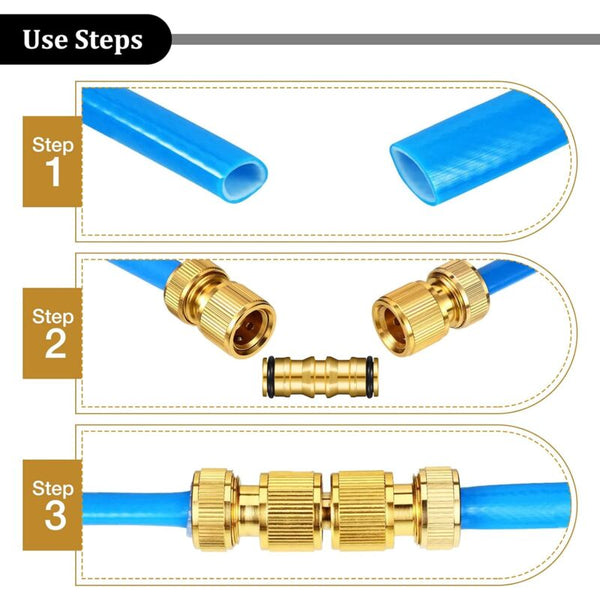 Brass Garden Hose Connectors Double Male 4 Set Compatible With Faucet Hoses