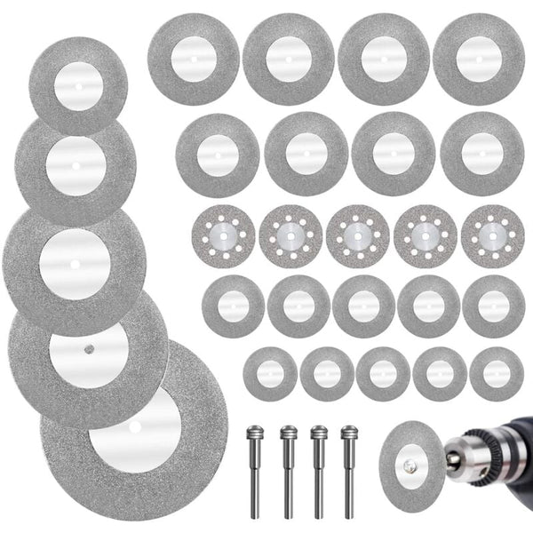 Diamond Cutting Discs 32Pcs With 4 Mandrels 16 60Mm For Glass Stone Wood Metal Ceramic Diamond Blades