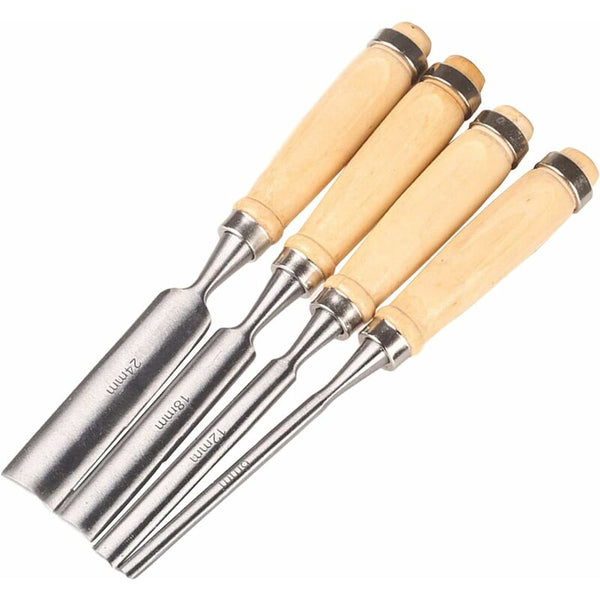 Wood Carving Chisel Set 4Pcs Iron Hollow Woodworking Tools 6Mm 12Mm 18Mm 24Mm Woodcarving Hand Tools