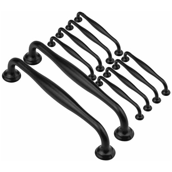 Black Furniture Handles 10 Pcs 128Mm Center Distance For Kitchen Door And Drawer Compatible With Wardrobes Furniture Parts