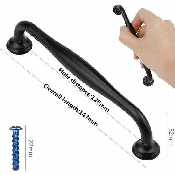 Black Furniture Handles 10 Pcs 128Mm Center Distance For Kitchen Door And Drawer Compatible With Wardrobes Furniture Parts