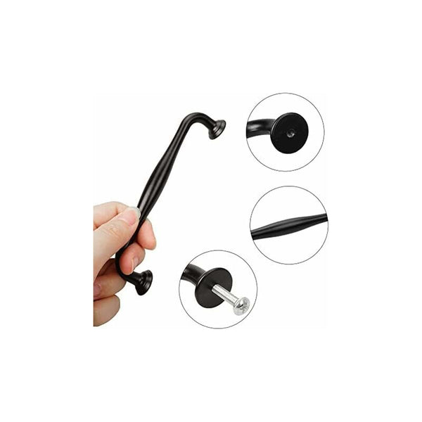 Black Furniture Handles 10 Pcs 128Mm Center Distance For Kitchen Door And Drawer Compatible With Wardrobes Furniture Parts